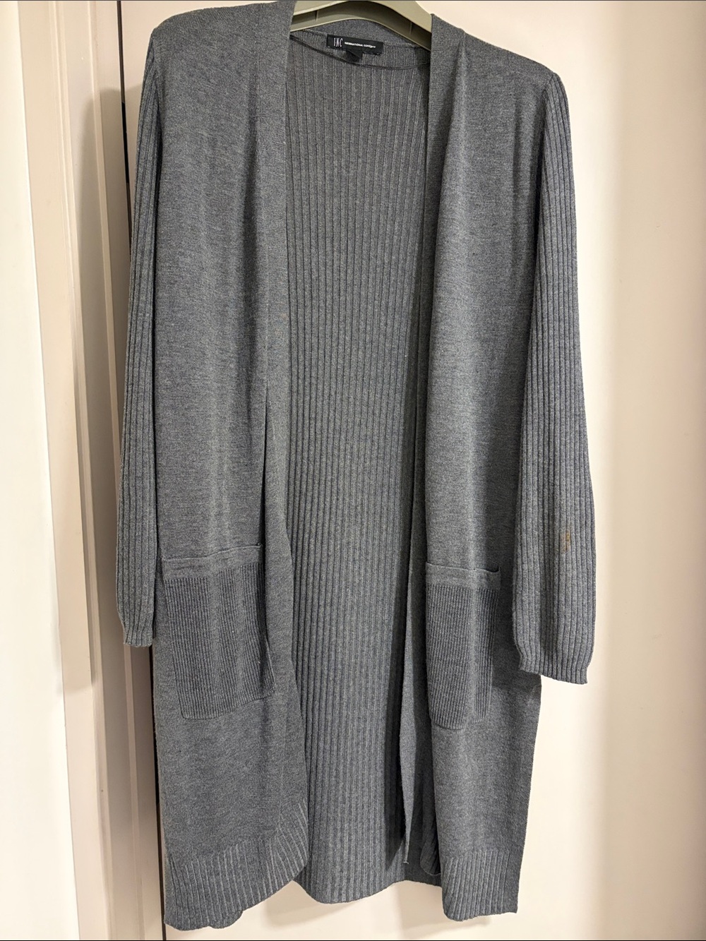 INC International Concepts Gray Open Ribbed Cardigan